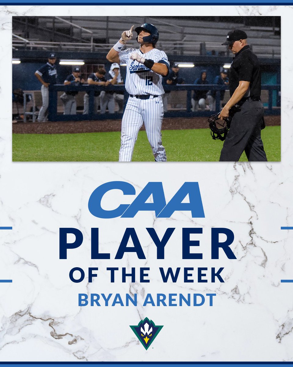 Coastal Athletic Association (@caasports) on Twitter photo ⚾️ #CAABaseball Player of the Week
Bryan Arendt batted .467 (7-15) with four doubles, two homers and five RBI’s in <a href="/UNCWBaseball/">UNCW Baseball</a>'s 3-1 week that included a 6-3 road victory at #13 NC State
📰 tinyurl.com/bdfe8tpv ⚾️ #CAABaseball Player of the Week
Bryan Arendt batted .467 (7-15) with four doubles, two homers and five RBI’s in <a href="/UNCWBaseball/">UNCW Baseball</a>'s 3-1 week that included a 6-3 road victory at #13 NC State
📰 tinyurl.com/bdfe8tpv