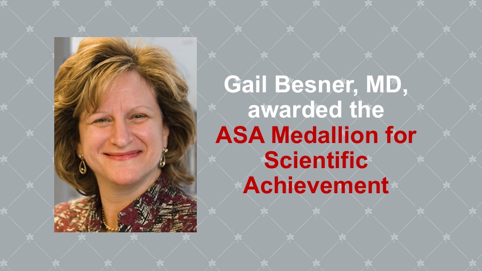 Ohio State Wexner Medical Center Surgery Dept. (@ohiostatesurg) on Twitter photo Congratulations to Dr. Gail Besner on being awarded the ASA Medallion for Scientific Achievement! ๐ As only the 2nd person from <a href="/OSUWexMed/">The Ohio State University Wexner Medical Center</a> and 2nd female to receive this honor, Dr. Besner's career is truly remarkable. Join us in celebrating her incredible career! #OhioStateSurg Congratulations to Dr. Gail Besner on being awarded the ASA Medallion for Scientific Achievement! ๐ As only the 2nd person from <a href="/OSUWexMed/">The Ohio State University Wexner Medical Center</a> and 2nd female to receive this honor, Dr. Besner's career is truly remarkable. Join us in celebrating her incredible career! #OhioStateSurg
