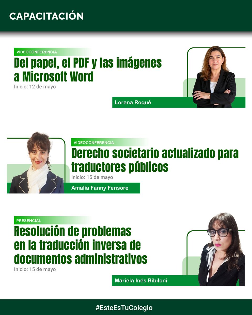 Los invitamos a inscribirse a estos cursos que comienzan próximamente.
¡Los esperamos!

Enlace de inscripción en la biografía o en: ctpcba.org.ar/capacitacion
Condiciones y métodos de inscripción: ctpcba.org.ar/inscripcion

#EsteEsTuColegio #capacitacion