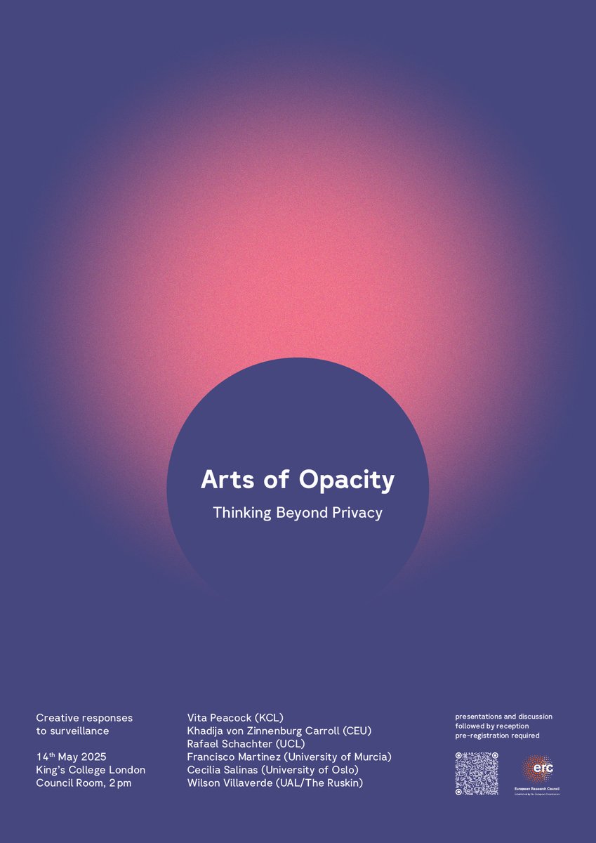 ANSUR (The Anthropology of Surveillance Network) (@ansurnetwork) on Twitter photo How do you formulate a creative response to surveillance? On 14th May at 2pm, anthropologists and artists will discuss the 'Arts of Opacity' at King's College London 🔥 Pre-reg required eventbrite.co.uk/e/arts-of-opac… How do you formulate a creative response to surveillance? On 14th May at 2pm, anthropologists and artists will discuss the 'Arts of Opacity' at King's College London 🔥 Pre-reg required eventbrite.co.uk/e/arts-of-opac…