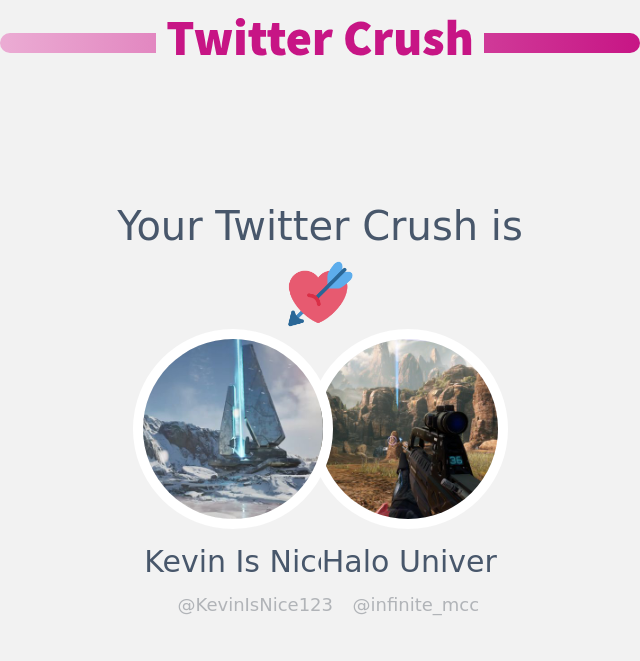 My Twitter Crush is: <a href="/infinite_mcc/">Halo Universe</a>

➡️ infinityweet.me/secret-crush