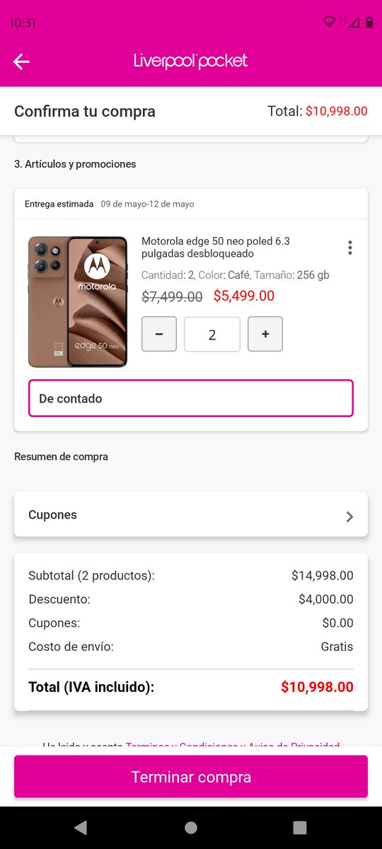jaztru's tweet photo. Cómo que últimamente la app de @liverpoolmexico tiene muchas fallas, primero te dice en costo y cuando vas a pagar lo cambia. https://t.co/fYMGgkXLSI