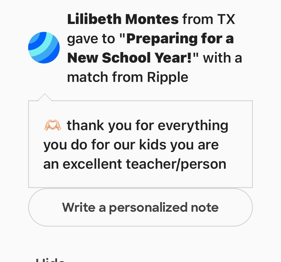 Johanna Chesser (@chesser_johanna) on Twitter photo One project funded ! 2 more to go!! DOUBLE MATCH Day!
#TeacherAppreciationWeek
#donorschoose
#PleaseShare
#pleasedonate
Very grateful 🥹
<a href="/DonorsChoose/">DonorsChoose</a>
donorschoose.org/classroom/ms-j… One project funded ! 2 more to go!! DOUBLE MATCH Day!
#TeacherAppreciationWeek
#donorschoose
#PleaseShare
#pleasedonate
Very grateful 🥹
<a href="/DonorsChoose/">DonorsChoose</a>
donorschoose.org/classroom/ms-j…
