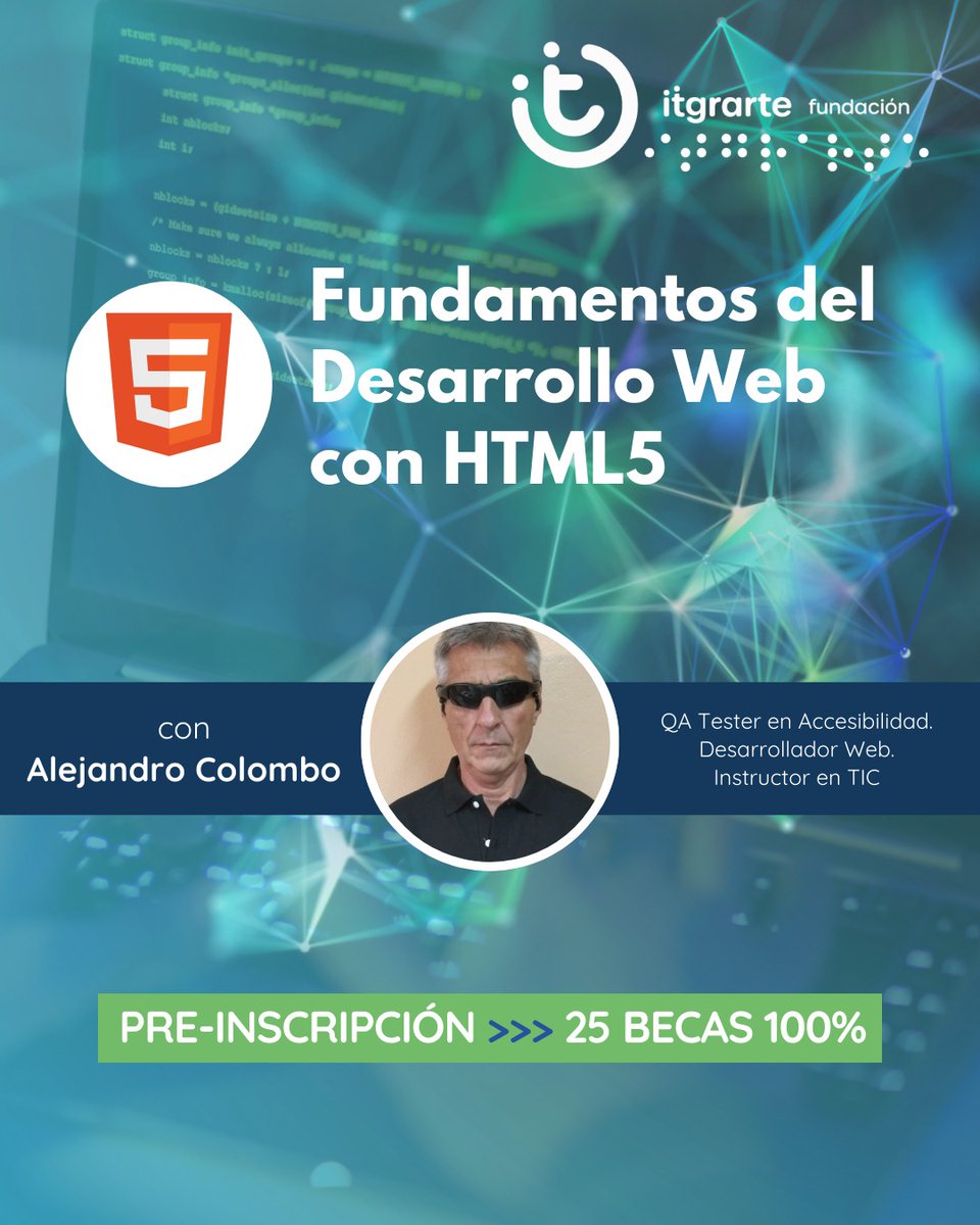 itgrarte's tweet image. 📢 Abrimos la inscripción al tercer curso del 2025: Fundamentos del Desarrollo Web con #HTML5.
