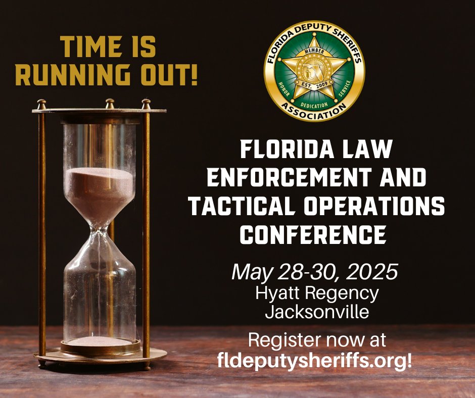 The countdown is ON! 🚨 There’s still time to lock in your spot at the Florida Law Enforcement and Tactical Operations Conference — the must-attend event for SWAT, patrol, detectives, TEMS, military and corrections pros. Join us on May 28–30, 2025!