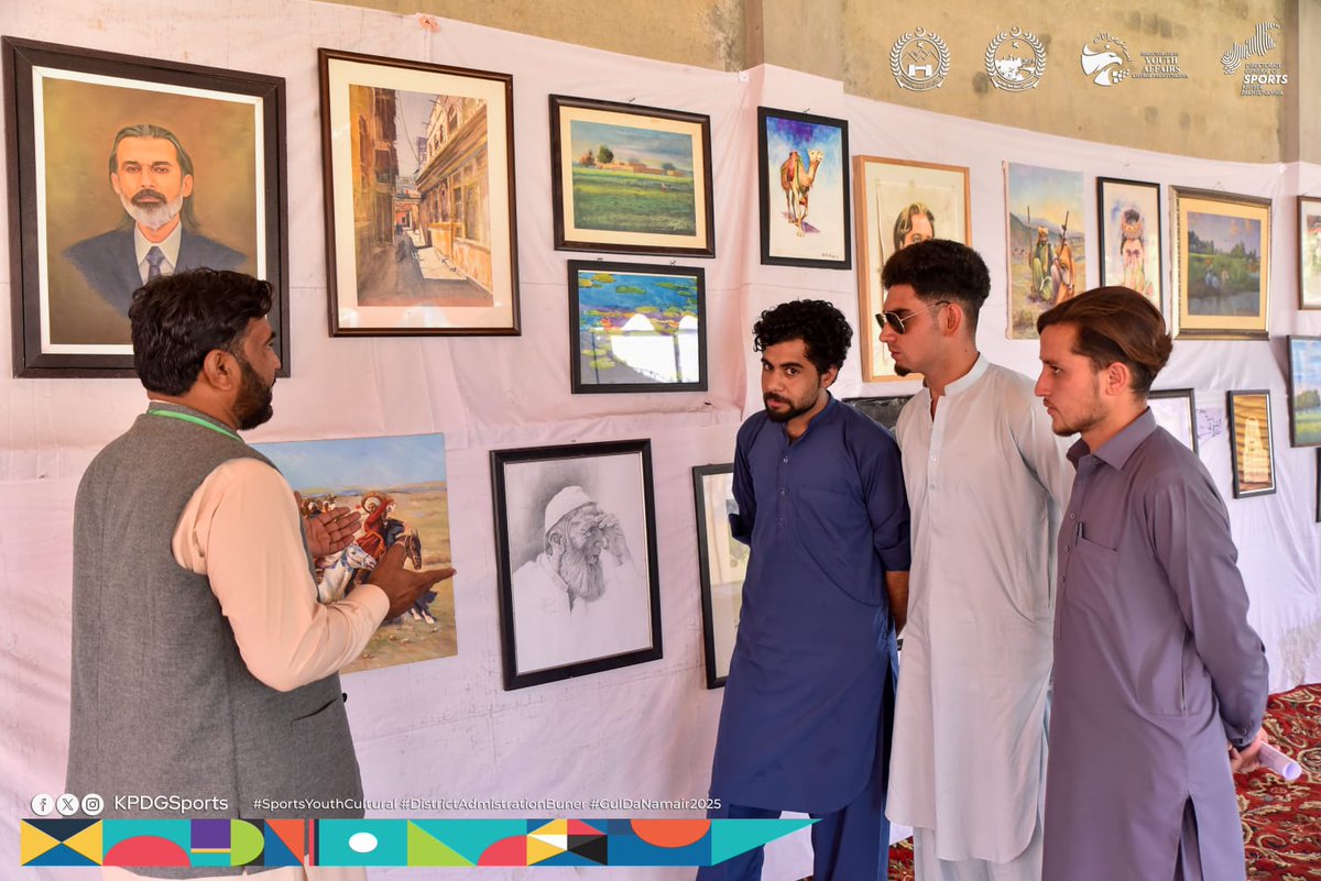 DGSports_KP's tweet photo. Buner Gul Da Namair 2025!!

Art Exhibition featured a diverse collection of works by local artists, reflecting the region’s rich culture and artistic spirit. The event highlighted cultural expression, artistic innovation, and the importance of promoting art in community development.

#KhelRahaHaiKP
#BunerGulDaNamair2025