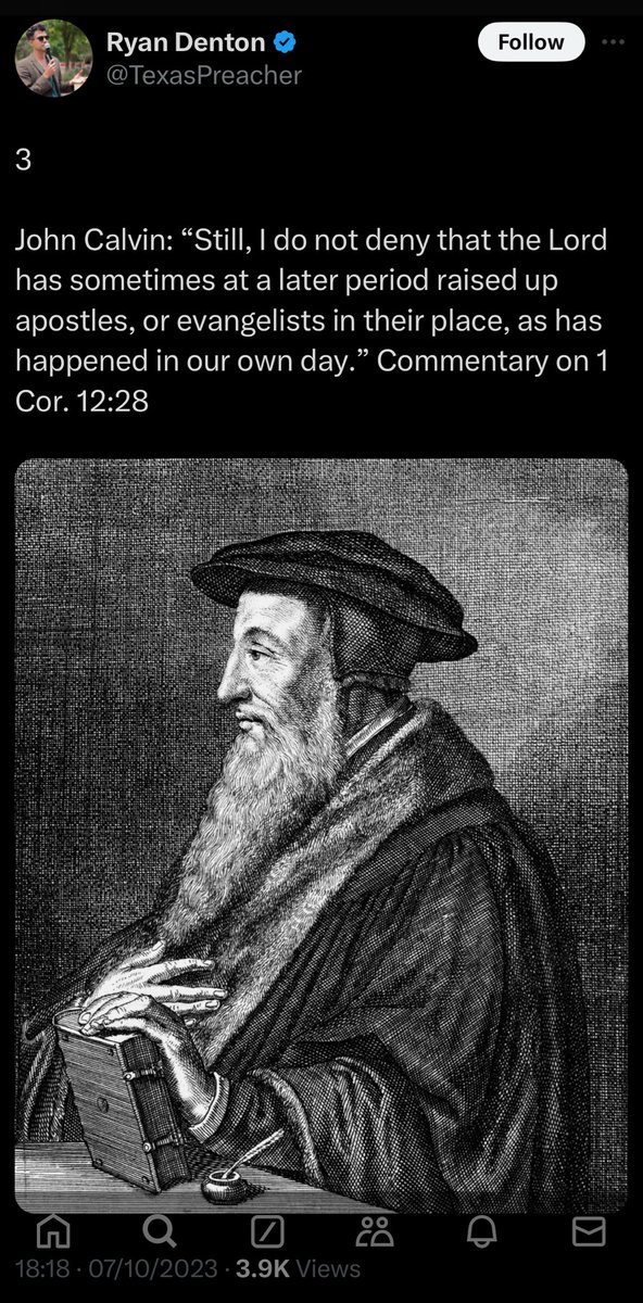 Ah.

“It was he who gave some as apostles, some as prophets, some as evangelists, &amp; some as pastors &amp; teachers…to build up the body of Christ, until we all mature to the measure of Christ’s full stature”
Eph 4:11-13 abrv

Even Calvin sef confirmed there were Apostles in his day.