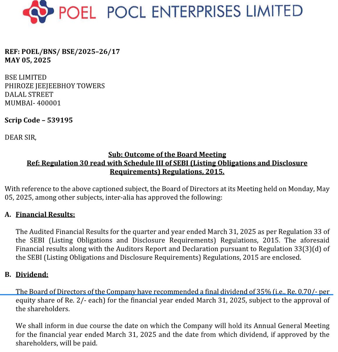 Prefmarkits's tweet image. POCL Enterprises :

Decent Set Of Results :👍
Standalone &amp;amp; Consolidated :
(₹ in Lacs)-Mar’25

Overall👍

YOY Mar25 vs Mar24⬆️
EPS YOY⬆️

QOQ Mar25 vs Dec24⬆️
EPS QOQ⬆️

Q4 Mar25 vs Mar24⬆️
EPS Q4⬆️

Div of ₹0.70/-share.
Revenue⬆️

#finresults #poclenterprises #POCLEnt