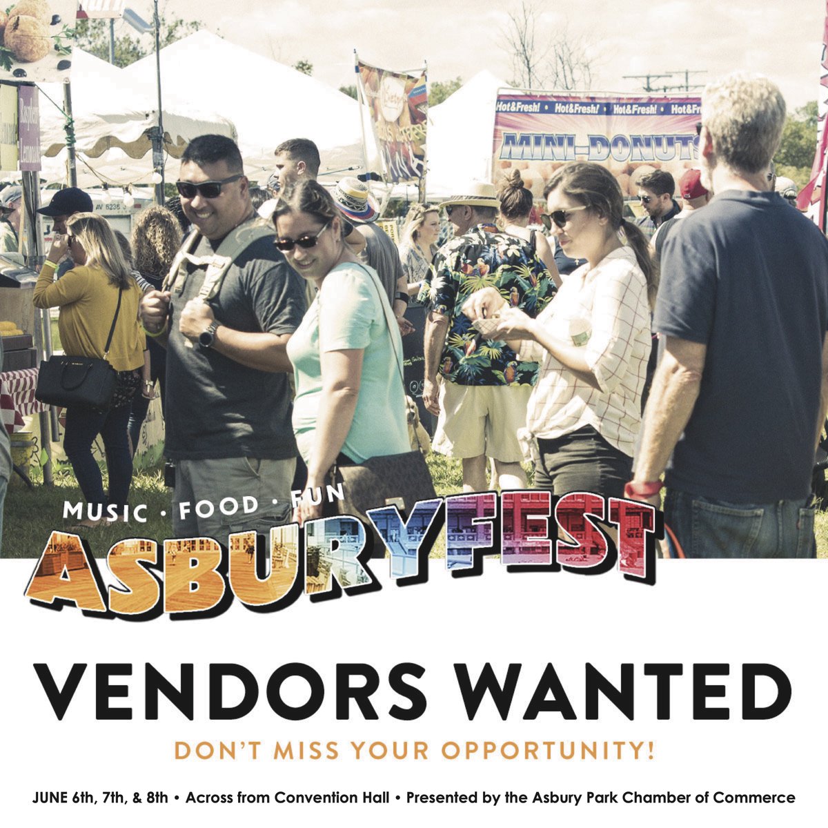 Are you a festival vendor?

Don’t miss your opportunity to engage with the East Coast’s hottest consumer market at the 2025 ASBURYFEST!

Visit asburyparkchamber.com/sponsorships/ to fill out your application and reserve your spot today.

#asburyfest #asburypark #AsburyParkBoardWalk
