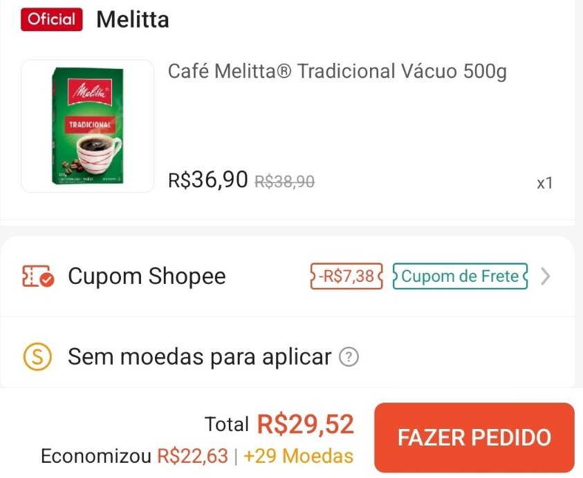 Café com preços nas alturassss, não perca essa promoção de Mellita que tá rolando na Shopee 💥
🚨Garanta logo o seu com 20% desconto🚨
s.shopee.com.br/707LT7jCdy