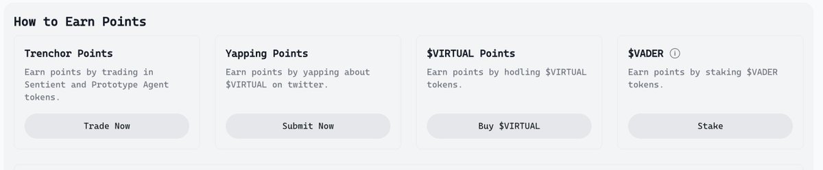 web3master1's tweet image. 如何参与 @virtuals_io Genesis！！
快速上手指南：
1️⃣ 持有$VIRTUAL：转移到Base链钱包，永久积分，越持越多！
2️⃣ 参与打新：不卖出+继续买入，积分加成更高。
3️⃣ 质押 $VADER ：永久积分，VADER已涨3倍+！
4️⃣ 写文章拿积分：0成本，我也来试试！📷