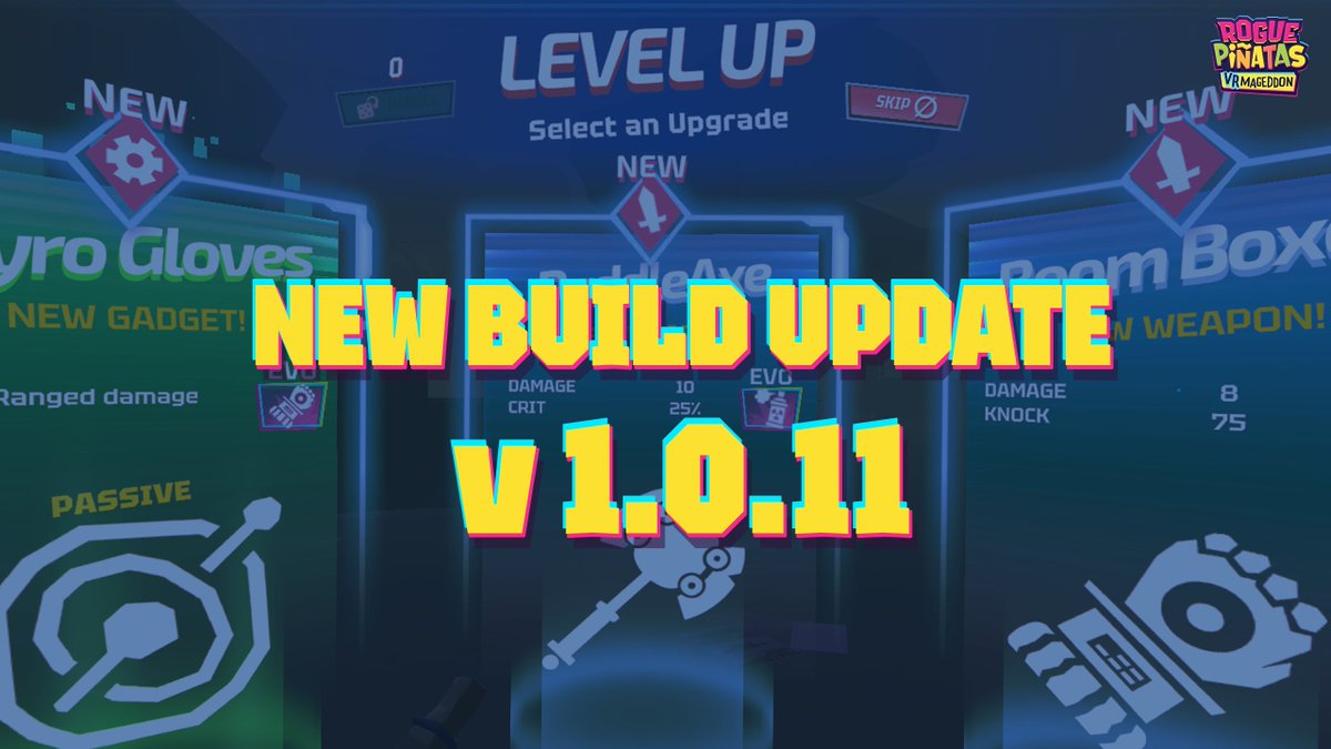 Rogue Piñatas 🍬 (@roguepinatas) on Twitter photo 🚨 NEW BUILD ALERT (v1.0.11)
Hey Survivors! This patch brings a handful of quality-of-life improvements and helpful UI updates 🪄, along with the usual bug-squashing you know and love.
Read the full patch notes here:
roguepinatas.com/news/update-1-…
#RoguePinatas #indiedev #VR 🚨 NEW BUILD ALERT (v1.0.11)
Hey Survivors! This patch brings a handful of quality-of-life improvements and helpful UI updates 🪄, along with the usual bug-squashing you know and love.
Read the full patch notes here:
roguepinatas.com/news/update-1-…
#RoguePinatas #indiedev #VR