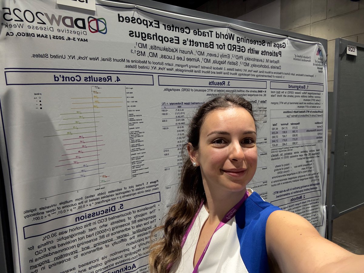 Rachel Levantovsky, PhD (@rlevantovsky) on Twitter photo Come say hi at poster Mo1327, from 12:30-1:30 pacific! I’ll be talking about screening gaps for Barrett’s esophagus in WTC first responders, or if you’d like, the virtues of conference travel with fabric posters 🙂↕️#DDW2025 #BeGutsy <a href="/DDWMeeting/">Digestive Disease Week</a> <a href="/MountSinaiGI/">Mount Sinai Division of Gastroenterology</a> Come say hi at poster Mo1327, from 12:30-1:30 pacific! I’ll be talking about screening gaps for Barrett’s esophagus in WTC first responders, or if you’d like, the virtues of conference travel with fabric posters 🙂↕️#DDW2025 #BeGutsy <a href="/DDWMeeting/">Digestive Disease Week</a> <a href="/MountSinaiGI/">Mount Sinai Division of Gastroenterology</a>