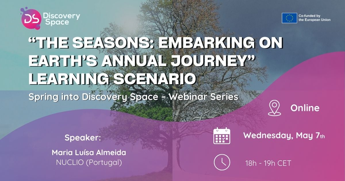 ESIA - European School Innovation Academy (@esia_eu) on Twitter photo 🌍 DSPACE Webinar: Discover Earth’s Annual Journey!
📅May 7th
⏰ 18h-19h CET
✨ Topic: "The Seasons: Embarking on Earth’s Annual Journey Learning Scenario"
👩Speaker: Maria Luísa Almeida (NUCLIO)
Part of the "Spring into Discovery Space" webinar series!
<a href="/DSpaceEU/">Discovery Space Project</a> 🌍 DSPACE Webinar: Discover Earth’s Annual Journey!
📅May 7th
⏰ 18h-19h CET
✨ Topic: "The Seasons: Embarking on Earth’s Annual Journey Learning Scenario"
👩Speaker: Maria Luísa Almeida (NUCLIO)
Part of the "Spring into Discovery Space" webinar series!
<a href="/DSpaceEU/">Discovery Space Project</a>