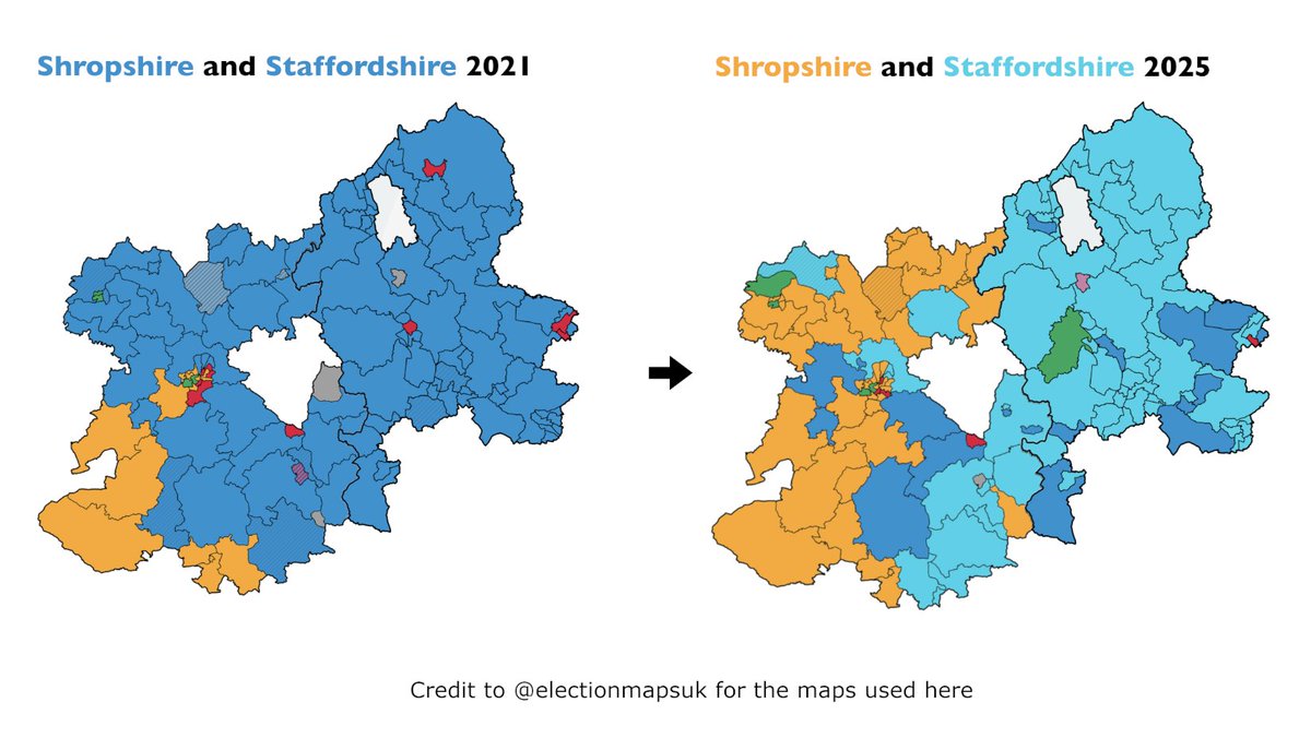 Staffordshire and Shropshire are a great example of two neighbouring formerly-Tory counties protest voting in two VERY different directions

A thread on what this means for politics