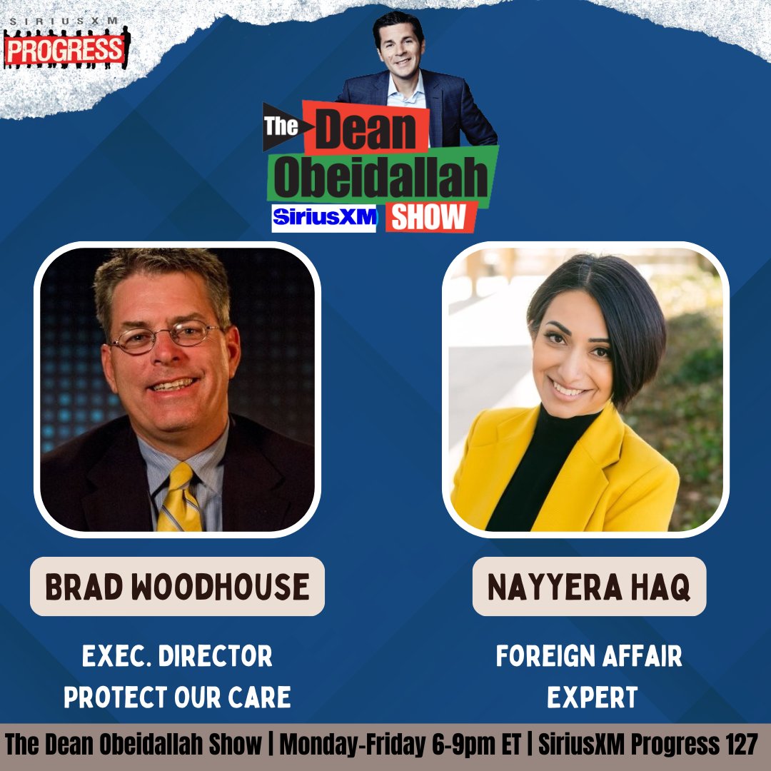 SiriusXMProg.bsky.social (@siriusxmprog) on Twitter photo The Dean Obeidallah Show is live!
<a href="/DeanObeidallah/">(((DeanObeidallah)))</a> is here to breakdown the news of the day!
Joining him today is <a href="/woodhouseb/">Brad Woodhouse</a> and <a href="/nayyeroar/">Nayyera</a>!
☎️: 866-997-4748
🔊: SiriusXM.us/Dean The Dean Obeidallah Show is live!
<a href="/DeanObeidallah/">(((DeanObeidallah)))</a> is here to breakdown the news of the day!
Joining him today is <a href="/woodhouseb/">Brad Woodhouse</a> and <a href="/nayyeroar/">Nayyera</a>!
☎️: 866-997-4748
🔊: SiriusXM.us/Dean