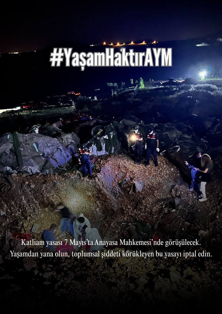 7 Mayıs’ta Ankara’da AYM önündeyiz.

Beklentimiz Saray Rejimi’nin tarihimize sürdüğü kara lekeyi AYM’nin geç de olsa temizlemesidir.

Bu alçaklığı, bu zalimliği kabul etmeyen, ölümü ve zulümü değil yaşamı savunan herkesi bekleriz.

#YasamHaktırAYM
#AYMyasayıiptalet
@aymbaskanligi