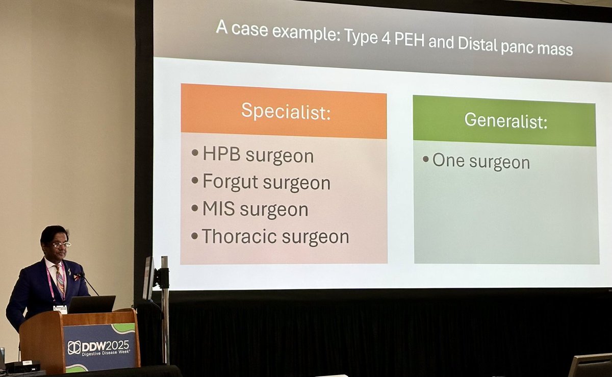 James D. Haddad, MD, FACP (@jameshaddadmd) on Twitter photo Dr. <a href="/JeyarajahRohan/">Rohan Jeyarajah</a> gave a spirited argument in favor of the (well-prepared) generalist 💪
As someone who I personally call upon for consults, I appreciate his "never say no" attitude!
#DDW2025 #SSAT <a href="/DDWMeeting/">Digestive Disease Week</a> Dr. <a href="/JeyarajahRohan/">Rohan Jeyarajah</a> gave a spirited argument in favor of the (well-prepared) generalist 💪
As someone who I personally call upon for consults, I appreciate his "never say no" attitude!
#DDW2025 #SSAT <a href="/DDWMeeting/">Digestive Disease Week</a>