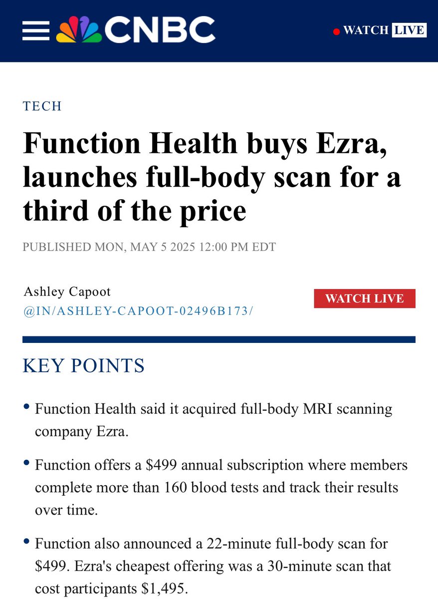 Andy Mychkovsky (@healthcareandy) on Twitter photo .<a href="/ArfurRock/">Arfur Rock</a>
Any idea how well Function Health is doing?
They were rumored to raised at least $200M series B in February at a $2B+ valuation. .<a href="/ArfurRock/">Arfur Rock</a>
Any idea how well Function Health is doing?
They were rumored to raised at least $200M series B in February at a $2B+ valuation.