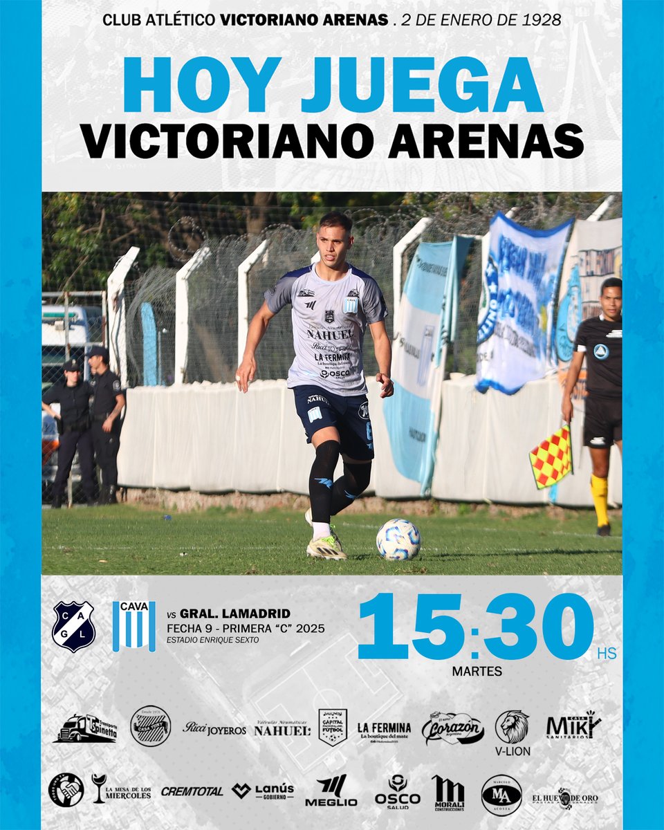 ¡𝗛𝗢𝗬 𝗝𝗨𝗚𝗔𝗠𝗢𝗦! ⚽

🆚 General Lamadrid
🕖 15:30 hs
🏆 Fecha 9
🏟️ Estadio Enrique Sexto
🖥️ <a href="/todosunotv/">TodosUnoTV</a>

#VamosVictoriano 🩵🤍