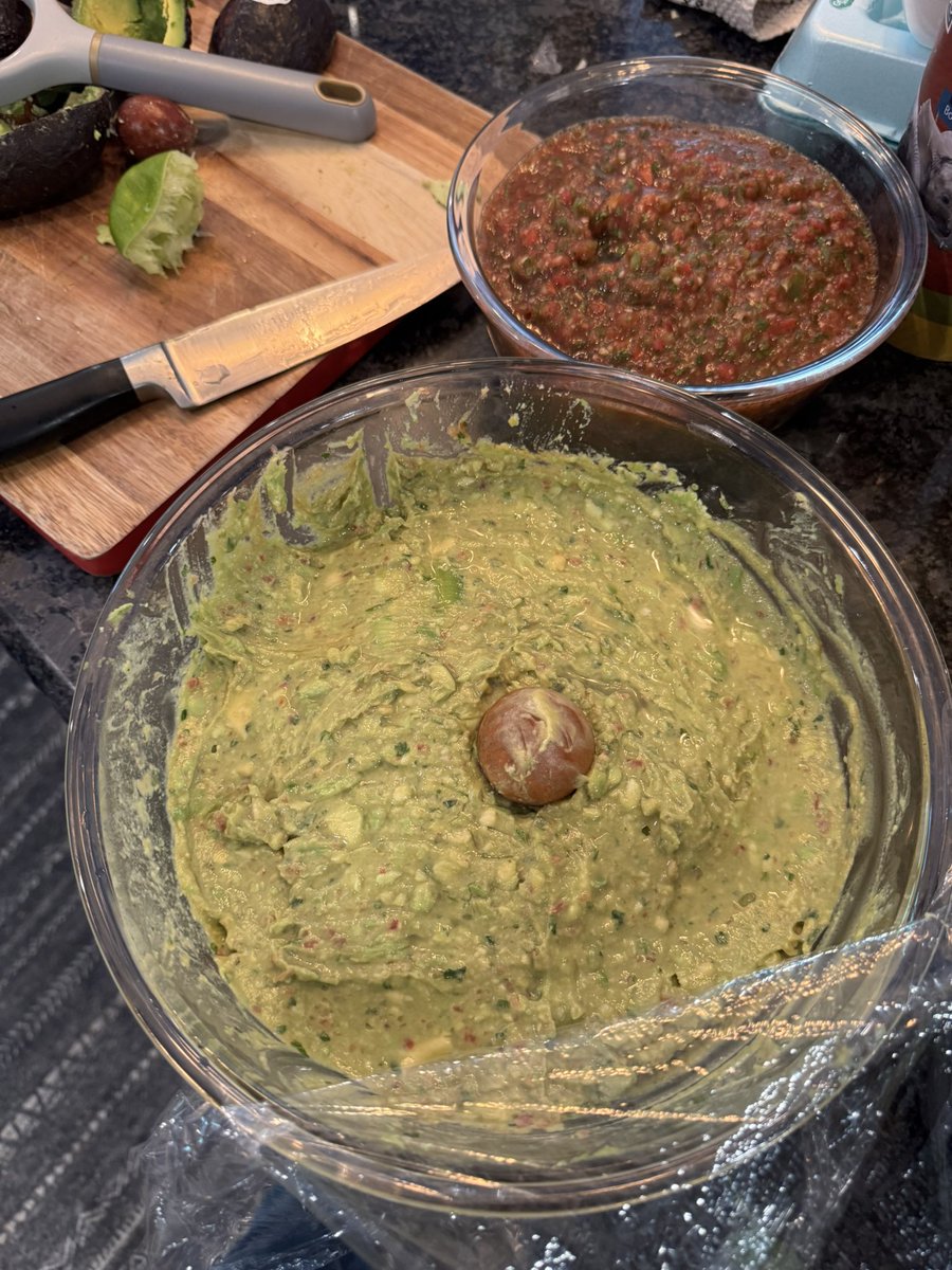 Made salsa and guacamole for Cinco de Mayo - to be eaten with corn chips of course