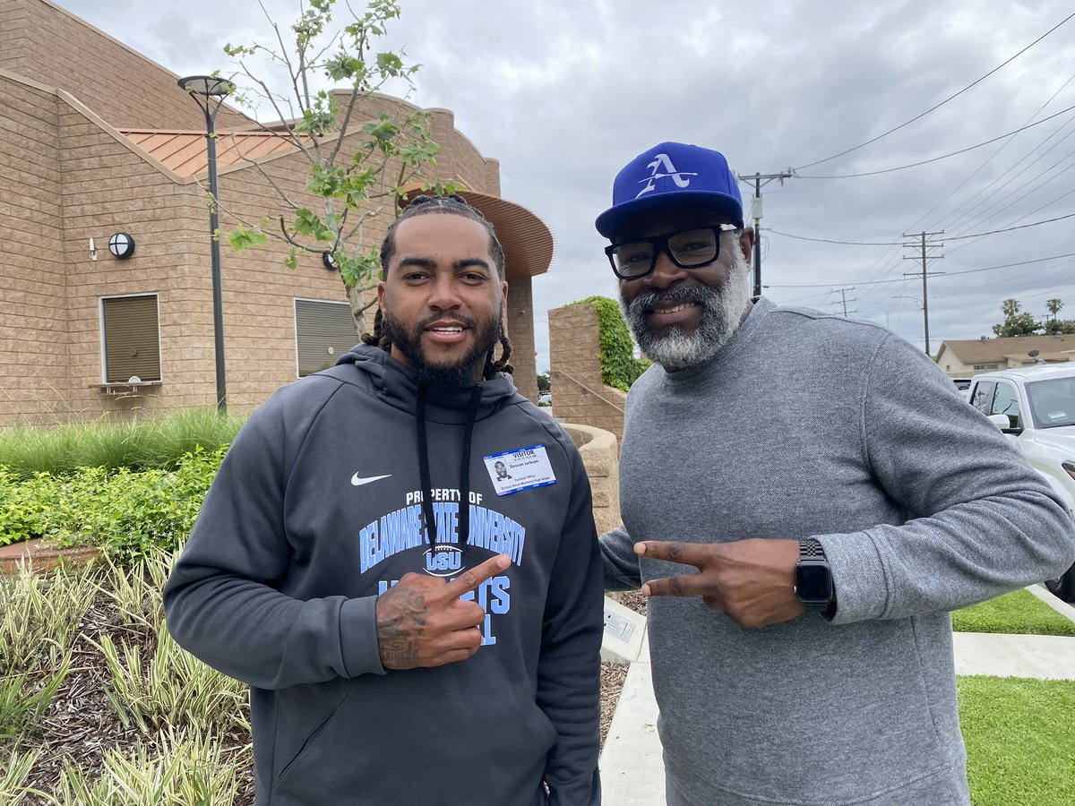 Bishop Amat Football (@amat_football) on Twitter photo Appreciate <a href="/DelawareStateFB/">Delaware State Football</a> and <a href="/DeSeanJackson10/">Desean Jackson</a> for stopping by Bishop Amat. Big things happening for both programs. #NEW3RA #OnBlue #AmatFamily Appreciate <a href="/DelawareStateFB/">Delaware State Football</a> and <a href="/DeSeanJackson10/">Desean Jackson</a> for stopping by Bishop Amat. Big things happening for both programs. #NEW3RA #OnBlue #AmatFamily