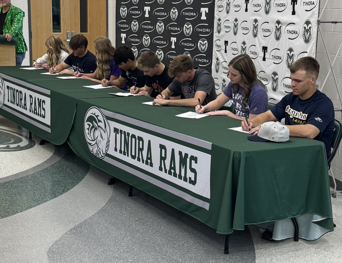 Tinora Athletics (@tinoraathletics) on Twitter photo ‼️It was a great signing day for our 8 student-athletes continuing their athletic careers at the next level!
‼️Thank you to everyone who helped make this a great event!
🐏 Go Rams!
<a href="/TinoraRamsAudio/">Tinora Rams Live</a> <a href="/crescentsports/">Crescent-News Sports</a> ‼️It was a great signing day for our 8 student-athletes continuing their athletic careers at the next level!
‼️Thank you to everyone who helped make this a great event!
🐏 Go Rams!
<a href="/TinoraRamsAudio/">Tinora Rams Live</a> <a href="/crescentsports/">Crescent-News Sports</a>