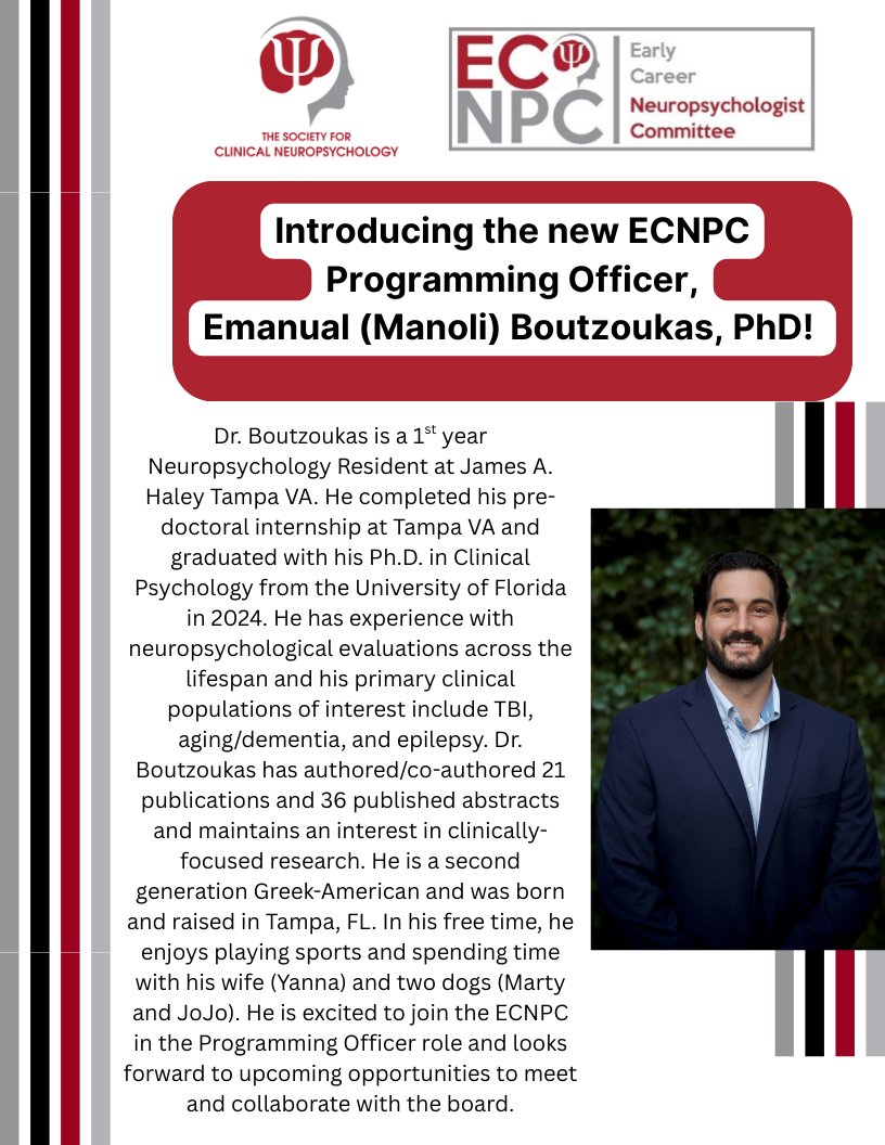 Introducing <a href="/Div40ECNPC/">SCN ECNPC</a> 's newest Programming Officer, <a href="/BoutzoukasNeuro/">Manoli Boutzoukas, PhD</a> ! Congratulations to Dr. Manoli Boutzoukas on the new role!