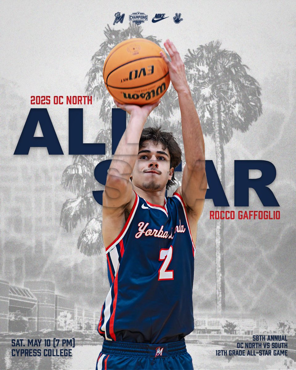 Yorba Linda Men's Basketball (@ylhsbasketball) on Twitter photo ๐ผ๐๐-๐๐๐ผ๐ โญ
Congratulations to senior guard Rocco Gaffoglio (<a href="/roccogaffoglio2/">Rocco Gaffoglio</a>) on being named a 2025 Orange County North All-Star!
Don't miss the 58th Annual OC North vs. South All-Star Game on Sat. May 10th (7 PM) at Cypress College.
#GoMustangs ๐ผ๐๐-๐๐๐ผ๐ โญ
Congratulations to senior guard Rocco Gaffoglio (<a href="/roccogaffoglio2/">Rocco Gaffoglio</a>) on being named a 2025 Orange County North All-Star!
Don't miss the 58th Annual OC North vs. South All-Star Game on Sat. May 10th (7 PM) at Cypress College.
#GoMustangs