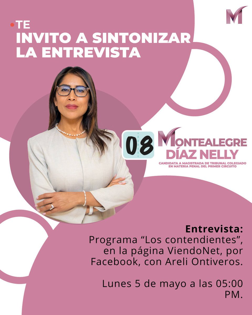 🚨¡Les invito a sintonizar ViendoNet a las cinco de la tarde de hoy! 📺

🗣️Estaré platicando con Areli Ontiveros sobre nuestra propuesta hacia la magistratura penal, en el distrito de #Cuajimalpa, #ÁlvaroObregón y #MagdalenaContreras .