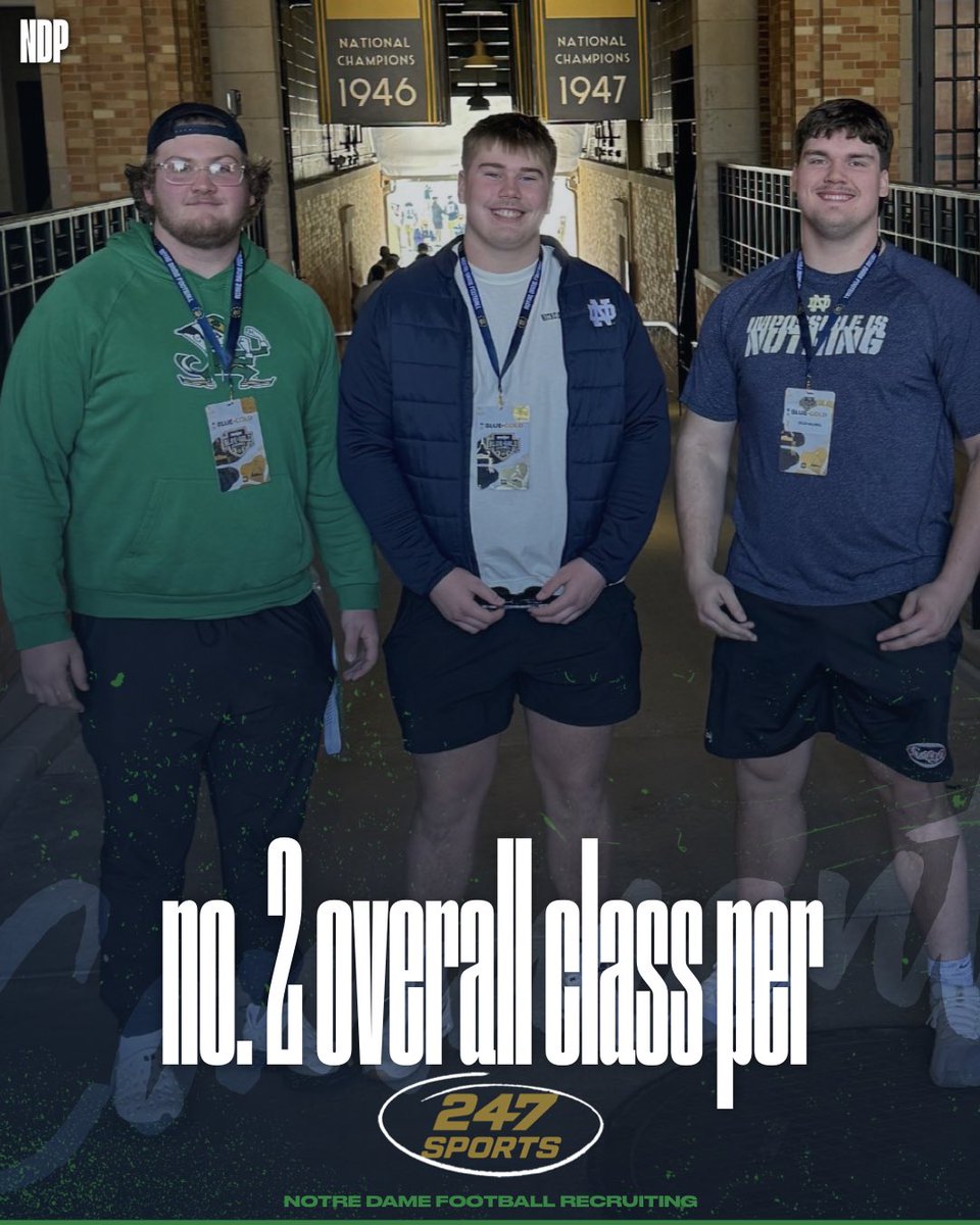 Notre Dame Football as of now has the #2 Recruiting class in the 2026 class per 247 Sports. The class isn’t even done yet! ☘️