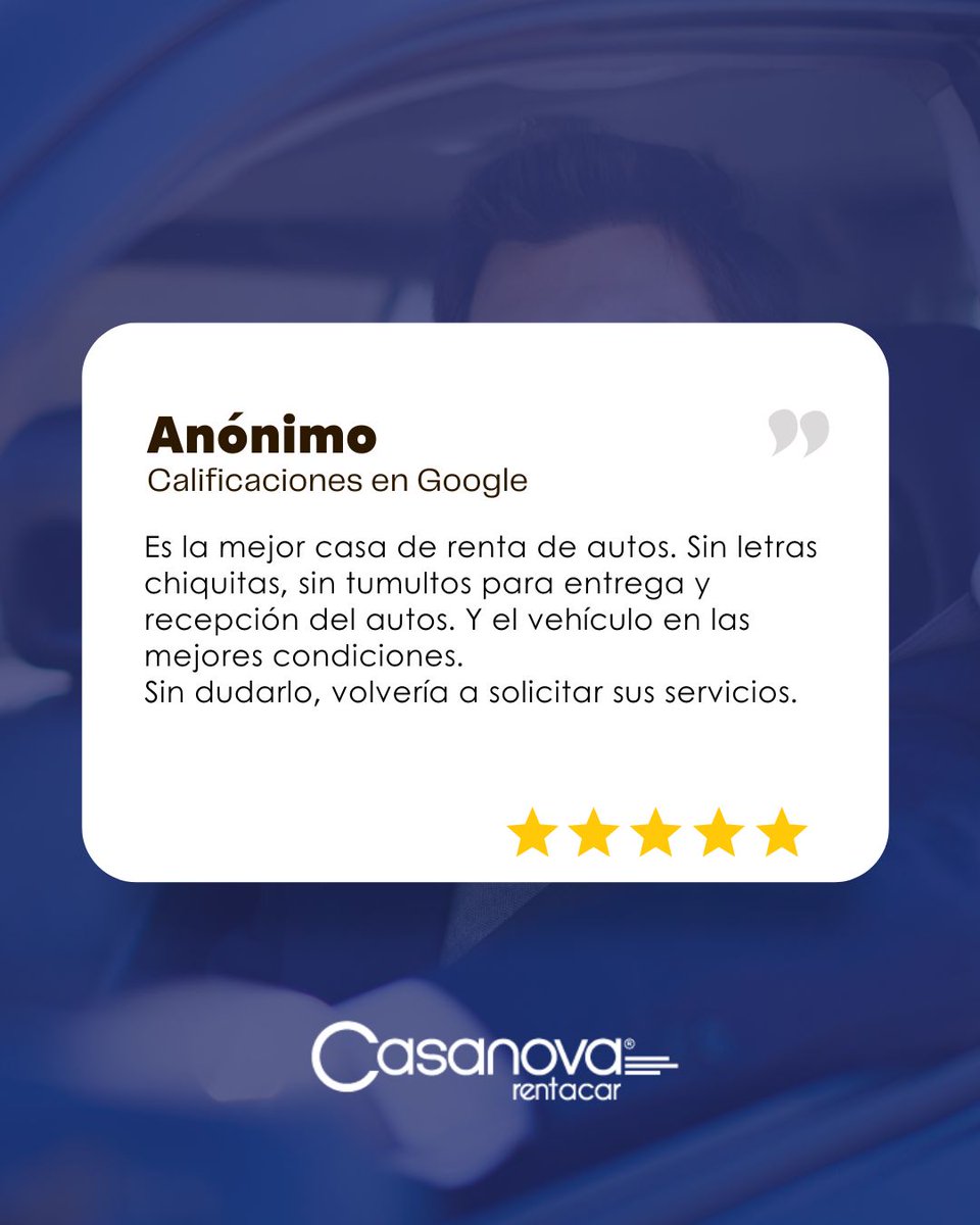 Trabajamos para que siempre tengas la mejor experiencia en nuestro servicio de renta de autos. 
#CasanovaTeMueve, #CasanovaRentACar, #CasanovaTeAcompaña