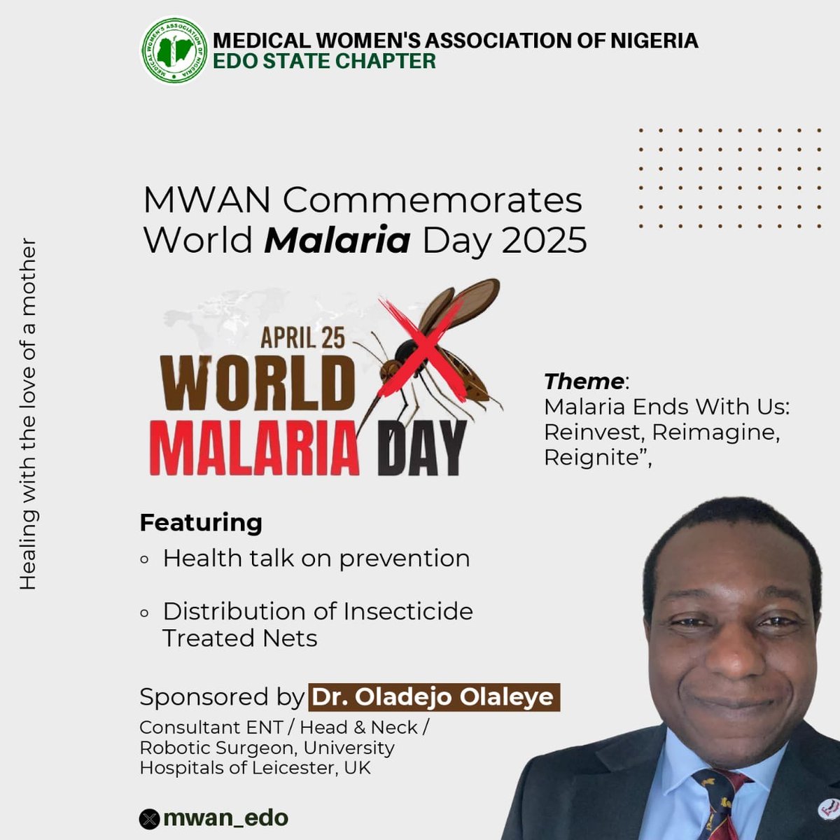 Dr Oladejo Olaleye PhD, FRCS, MPH, MBBS (Ibadan) (@dejolaleye) on Twitter photo It was a pleasure to partner with the Medical Women’s Association of Nigeria (MWAN) <a href="/MedicalWomensA1/">Medical Women's Association of Nigeria</a> Edo State Chapter by sponsoring the provision of insecticide treated nets to help prevent malaria in Nigeria.
Malaria is responsible for mortality in sub-Saharan Africa It was a pleasure to partner with the Medical Women’s Association of Nigeria (MWAN) <a href="/MedicalWomensA1/">Medical Women's Association of Nigeria</a> Edo State Chapter by sponsoring the provision of insecticide treated nets to help prevent malaria in Nigeria.
Malaria is responsible for mortality in sub-Saharan Africa