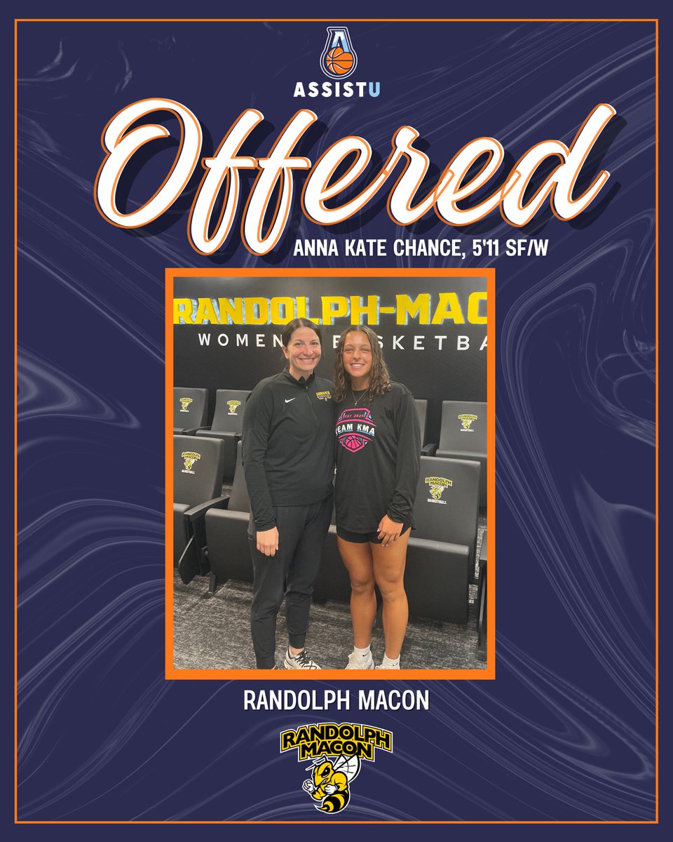 AssistU Recruiting (@assist_u_) on Twitter photo Congrats to 26 5’11 W/SF <a href="/annakatechance1/">Anna Kate (AK) Chance</a> on earning an offer to play for <a href="/RMCWBB/">Randolph-Macon Women's Basketball</a> !
AK is a high motor & high character kid who is very versatile. She’s a knock down shooter from 3 but can be a mismatch inside too. <a href="/Teamkma24/">Team KMA</a> Congrats to 26 5’11 W/SF <a href="/annakatechance1/">Anna Kate (AK) Chance</a> on earning an offer to play for <a href="/RMCWBB/">Randolph-Macon Women's Basketball</a> !
AK is a high motor & high character kid who is very versatile. She’s a knock down shooter from 3 but can be a mismatch inside too. <a href="/Teamkma24/">Team KMA</a>
