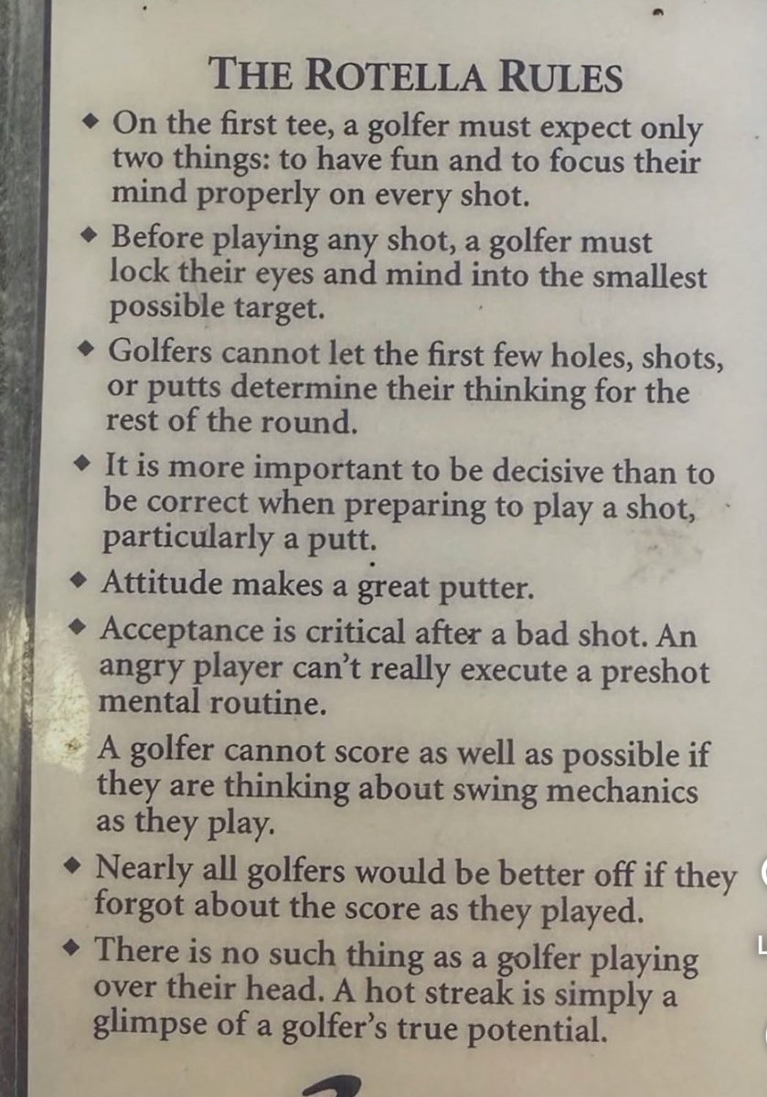 Bob Rotella’s rules 💯