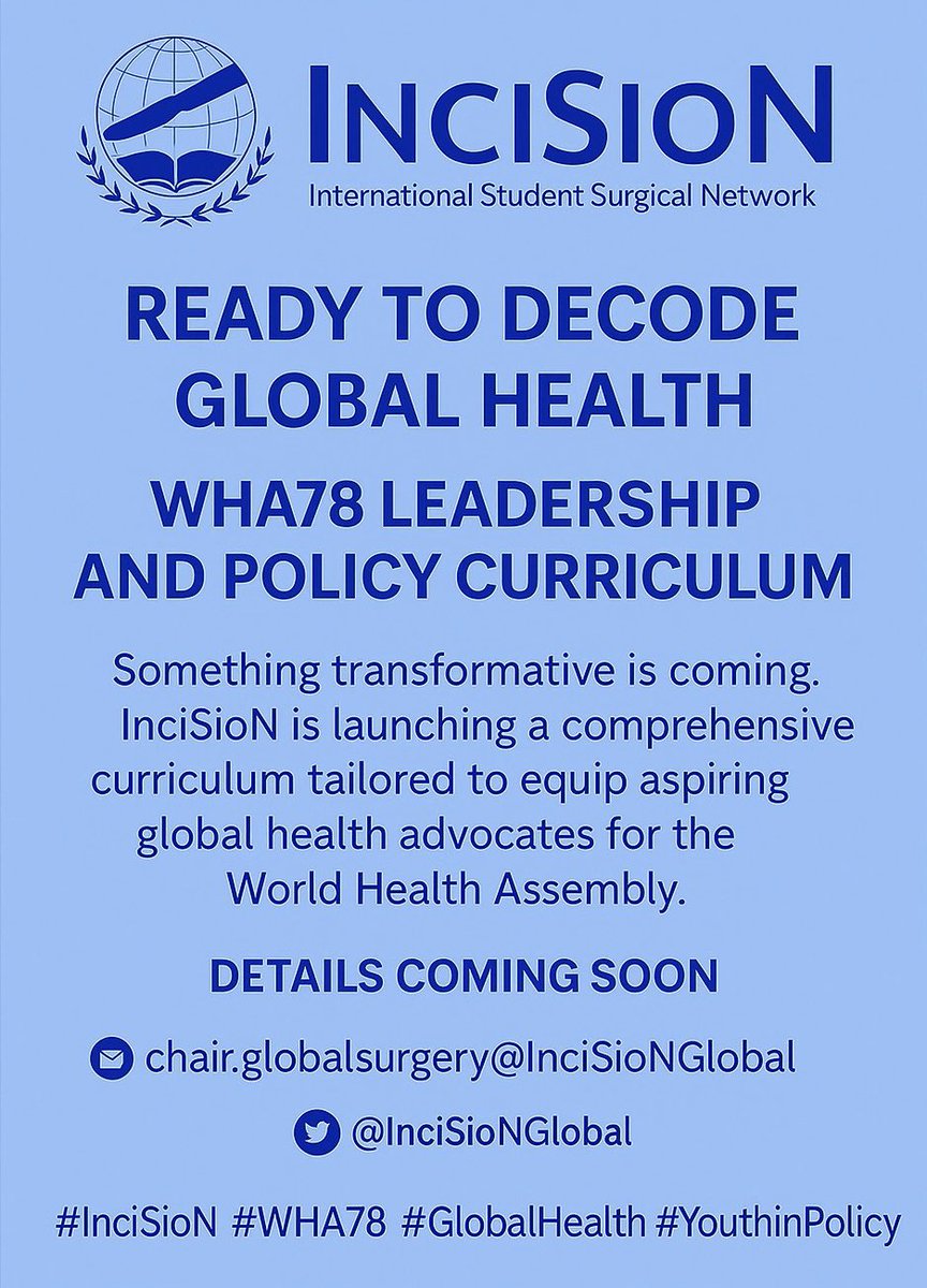 Global health needs new voices. Will yours be one of them?
Get ready to lead at WHA78

#InciSioN #WHA78 #GlobalHealth #YouthInPolicy