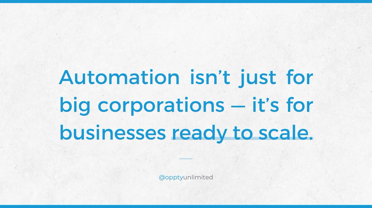opptyunlimited's tweet image. You don’t need a massive team to run like one. 🏃‍♂️ Automation clears the clutter so you can grow with confidence.

Book an intro call to see how we help SMBs scale smarter. 🚀

🔗 opptyunlimited.com

#ScaleWithSystems #OpptyUnlimited #CRMThatWorks #SmallBizAutomation