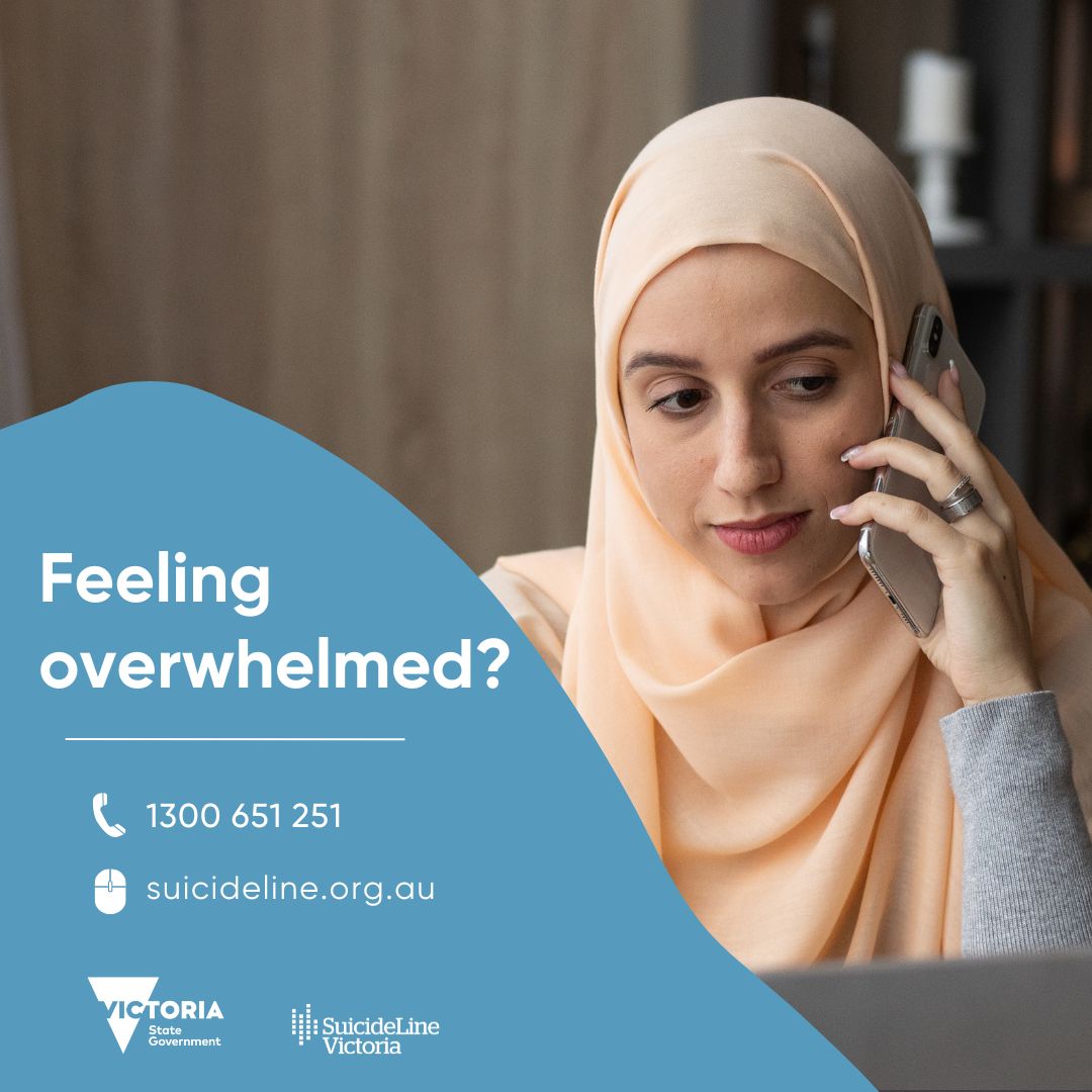 Whatever you're going through, help is just a call away. You're not alone in this. SuicideLine can listen and support you.

Call 1300 651 251 or visit suicideline.org.au for confidential support from a trained counsellor.