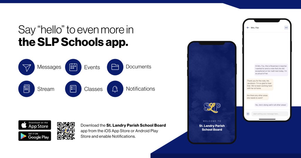 Say “hello” to even more messaging and announcements in the SLP Schools app! Parents/guardians check your email/text for instructions to sign up and access new features.