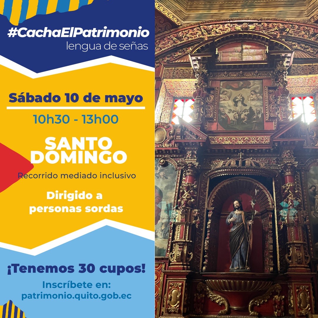 Este sábado 10 de mayo habrá un recorrido mediado en lengua de señas #LSEC para conocer el patrimonio cultural del Convento de Santo Domingo.
En esta ocasión la invitación es exclusiva solo para personas con discapacidad auditiva o personas sordas. #redtaEC #iRoutes #Quito