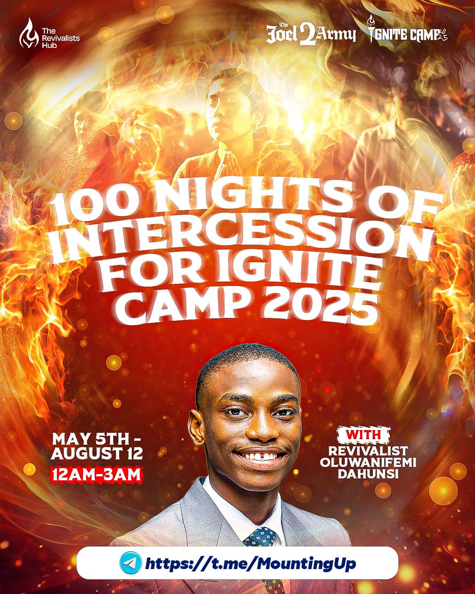 𝑶𝒍𝒖𝒘𝒂𝒏𝒊𝒇𝒆𝒎𝒊 ‘Global Catalyst’☄️ (@nifemidahunsii) on Twitter photo Our <a href="/ignitecampp/">Ignite Camp Global</a> Labours have begun!
12am - 3am today for the next 99 days! JOIN US!
t.me/MountingUp Our <a href="/ignitecampp/">Ignite Camp Global</a> Labours have begun!
12am - 3am today for the next 99 days! JOIN US!
t.me/MountingUp