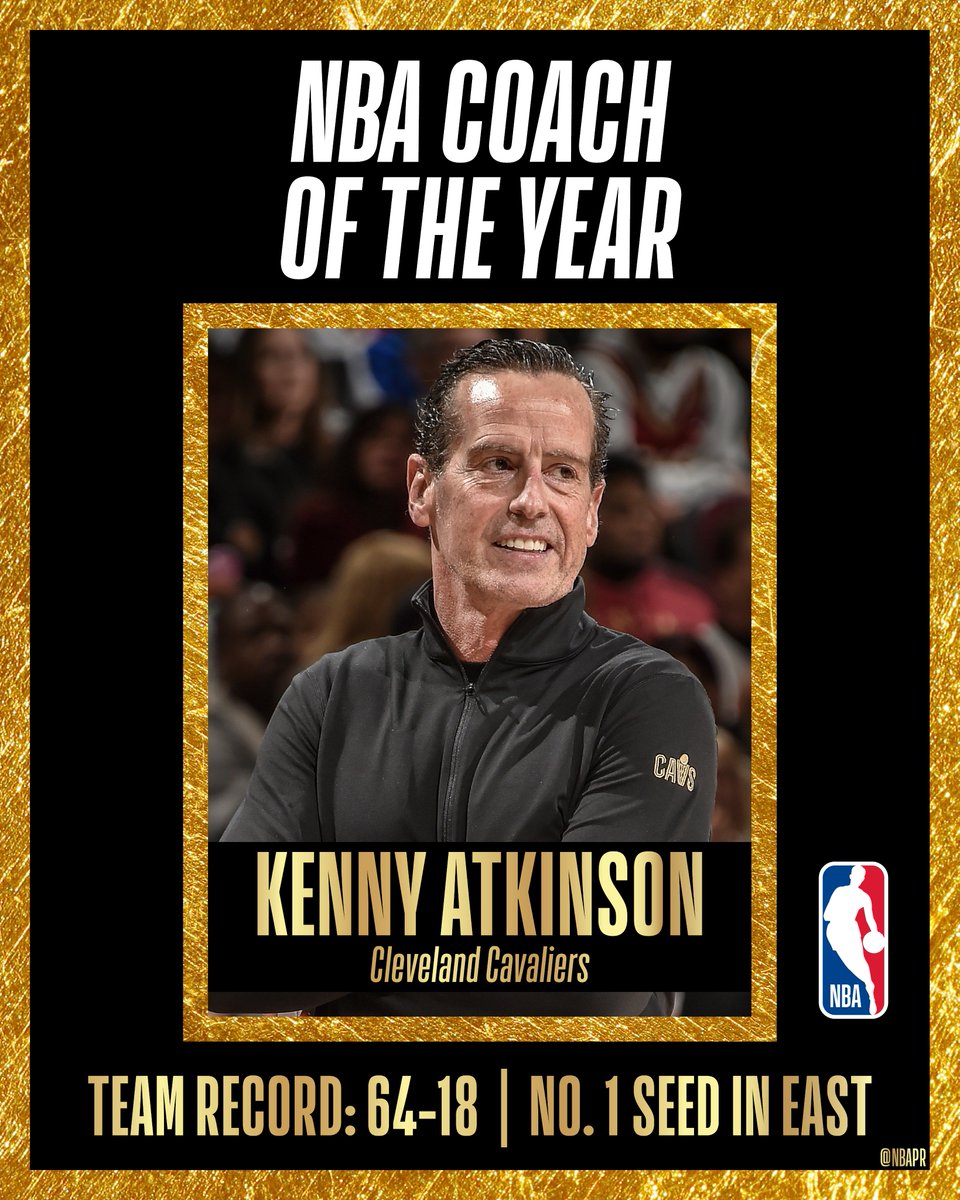 Cleveland Cavaliers head coach Kenny Atkinson is the recipient of the Red Auerbach Trophy as the 2024-25 NBA Coach of the Year.