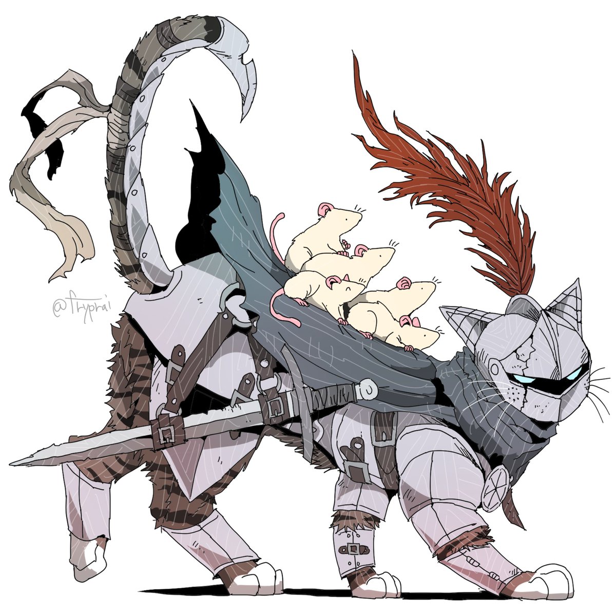 fryprai's tweet image. Cat knight and rats

#drawing