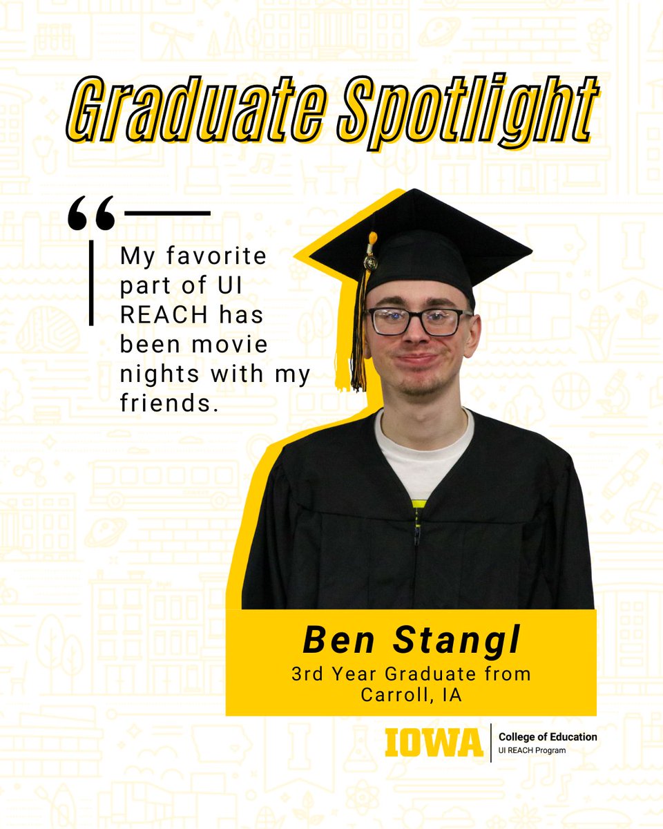 Join us in celebrating our 2025 graduates! 🎉 

During his time at REACH, Ben's favorite class was "Lifetime Literacy." He had an internship at the College of Dentistry and is proud to have always arrived on time. After graduation, Ben plans to move to Des Moines.
