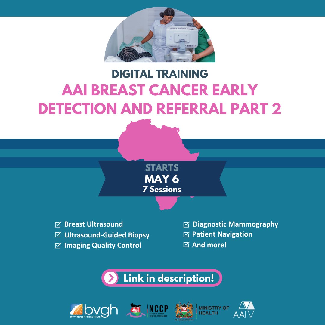 BVGH (@bioventures) on Twitter photo Tomorrow (May 6) is the first session of our AAI Breast #Cancer Early Detection & Referral Part 2 Digital Course! This week: Introduction to Breast Imaging taught by Dr. Toma Somofoye. <a href="/TomaOmofoyeMD/">Toma Omofoye, MD</a>
Register here: us06web.zoom.us/webinar/regist⦠Tomorrow (May 6) is the first session of our AAI Breast #Cancer Early Detection & Referral Part 2 Digital Course! This week: Introduction to Breast Imaging taught by Dr. Toma Somofoye. <a href="/TomaOmofoyeMD/">Toma Omofoye, MD</a>
Register here: us06web.zoom.us/webinar/registā¦