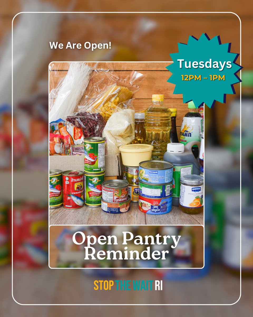 stopthewaitri's tweet image. 📣Our May Open Pantry, in partnership with @FeedRI401, is open every Tuesday from 12–1 PM!
📍1290 Westminster Street, Providence, RI 02909
–
📣 Recordatorio: ¡Nuestra Despensa Abierta de mayo, en colaboración con Feed RI, estará abierta todos los martes de 12 a 1 PM!