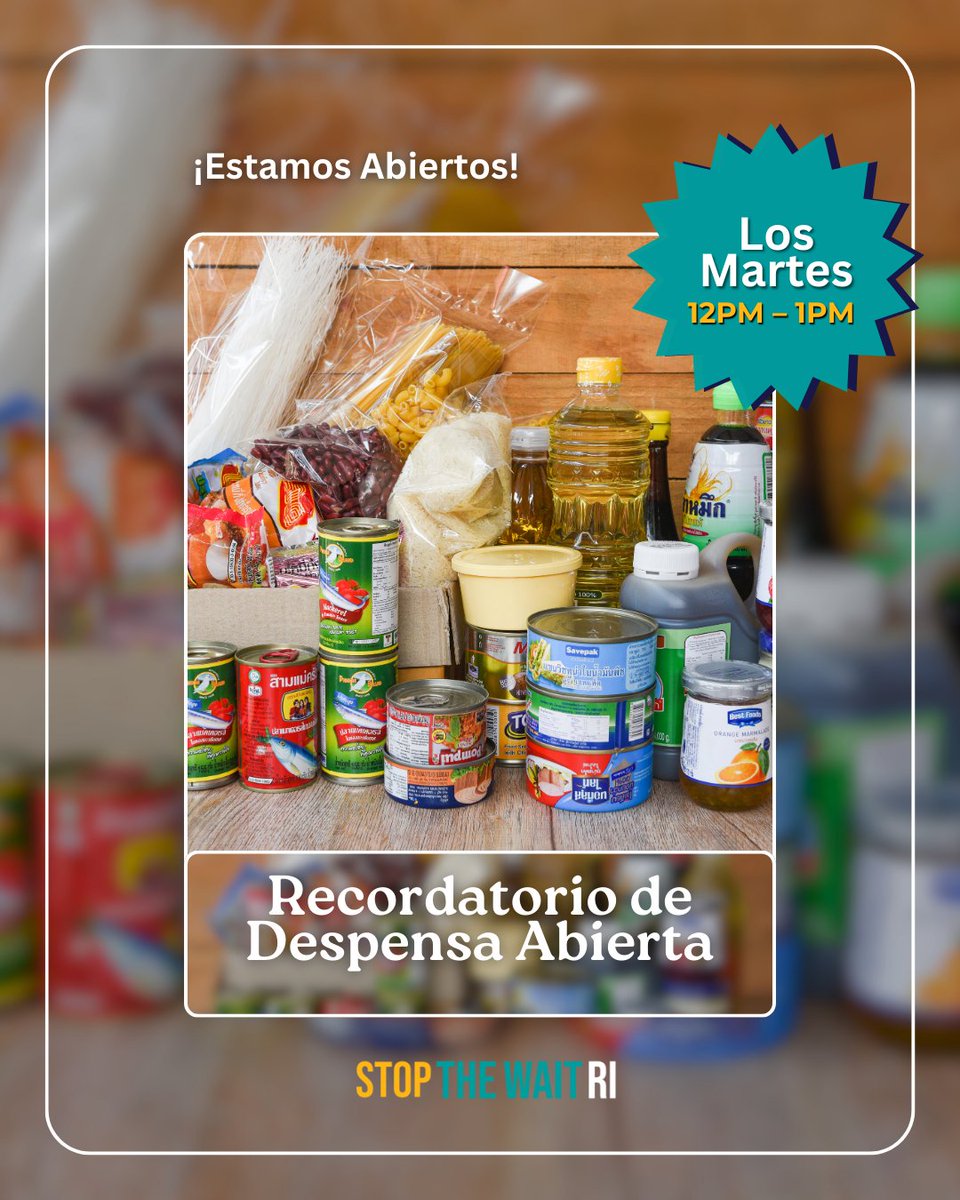 stopthewaitri's tweet image. 📣Our May Open Pantry, in partnership with @FeedRI401, is open every Tuesday from 12–1 PM!
📍1290 Westminster Street, Providence, RI 02909
–
📣 Recordatorio: ¡Nuestra Despensa Abierta de mayo, en colaboración con Feed RI, estará abierta todos los martes de 12 a 1 PM!