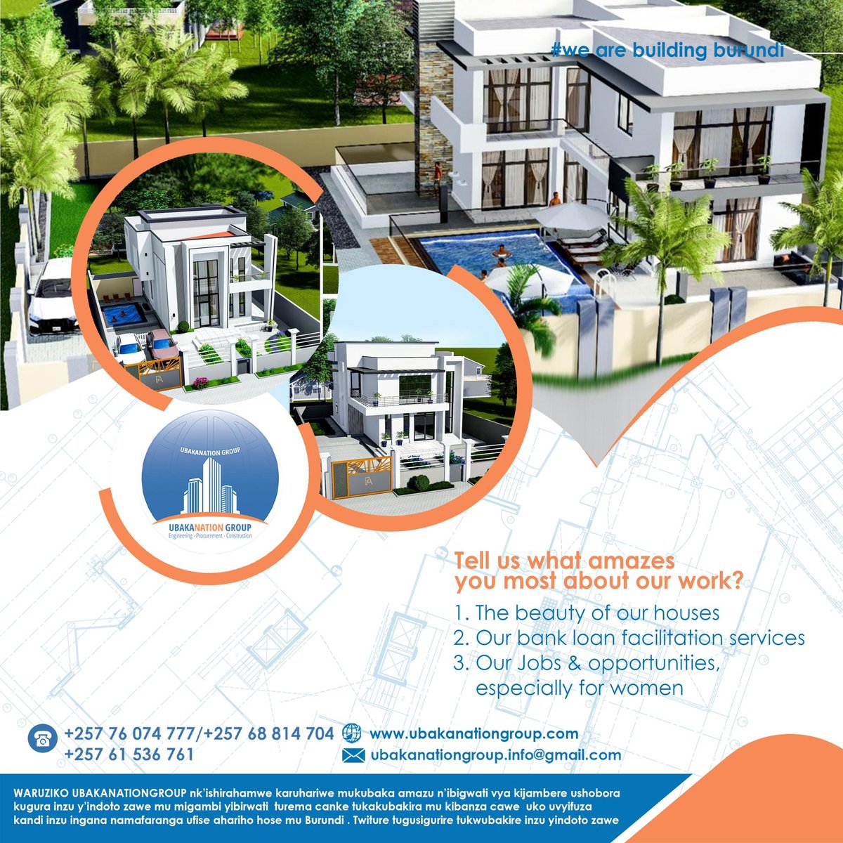 From stunning homes to financial empowerment and job creation, we’re dedicated to building a better Burundi.

What Inspires You Most About UBAKANATION GROUP?Drop your thoughts in the comments section.

#Africa #Burundi #wearebuildingBurundi 
#Ubakanationgroup