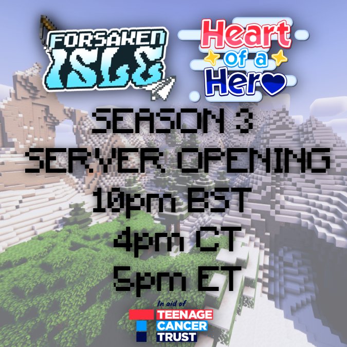 pink 🌷🦭 (@pinkfluffyseal) on Twitter photo 🏝️Forsaken Isle Season 3 starts tomorrow🏝️
Everything is set up ready to welcome islander to the new season of Forsaken Isle to help raise money for Teenage Cancer Trust with <a href="/HeartOfAHer0_/">Heart Of A Hero</a>!
Our Tiltify is live! Donate here! 🏝️ tilt.fyi/UypO9dkP0I 🏝️Forsaken Isle Season 3 starts tomorrow🏝️
Everything is set up ready to welcome islander to the new season of Forsaken Isle to help raise money for Teenage Cancer Trust with <a href="/HeartOfAHer0_/">Heart Of A Hero</a>!
Our Tiltify is live! Donate here! 🏝️ tilt.fyi/UypO9dkP0I
