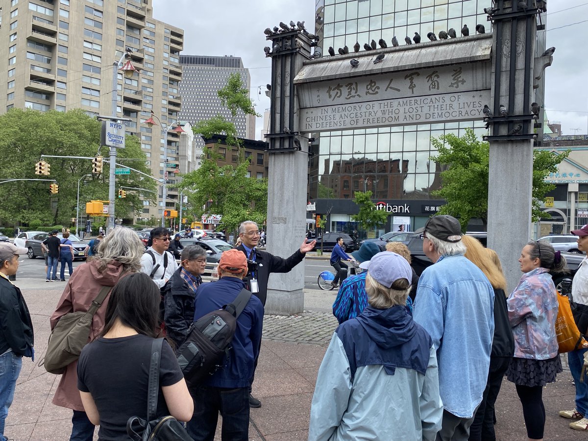Despite some showers, we had a fantastic tour of Chinatown yesterday, led by Dr. Bayer Lee, a LESPI Adviser. The tour, titled “Warriors Seweckenamo and Kimlau: From Lenape Village to Chinatown,” wound its way through Chinatown's historic core, ending in Kimlau Square. Wonderful!